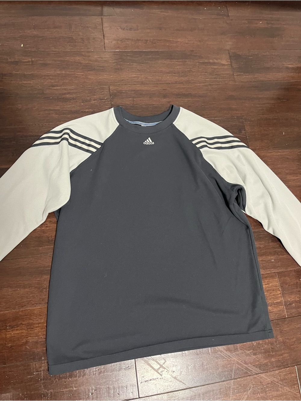 adidas Men’s Black Body with Light Gray Raglan Sleeve Crew